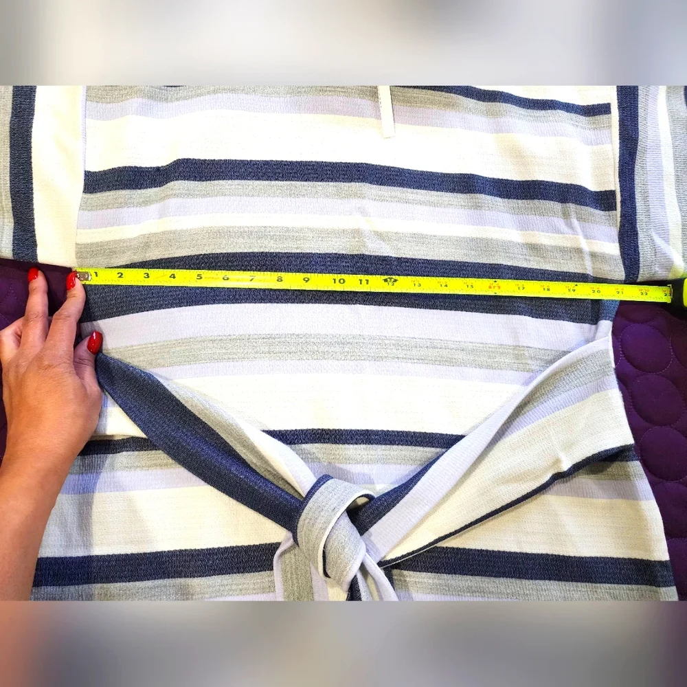 NWT ASOS Tie Front Shift Dress in Natural Fiber Stripe Size 12 - Picture 9 of 12